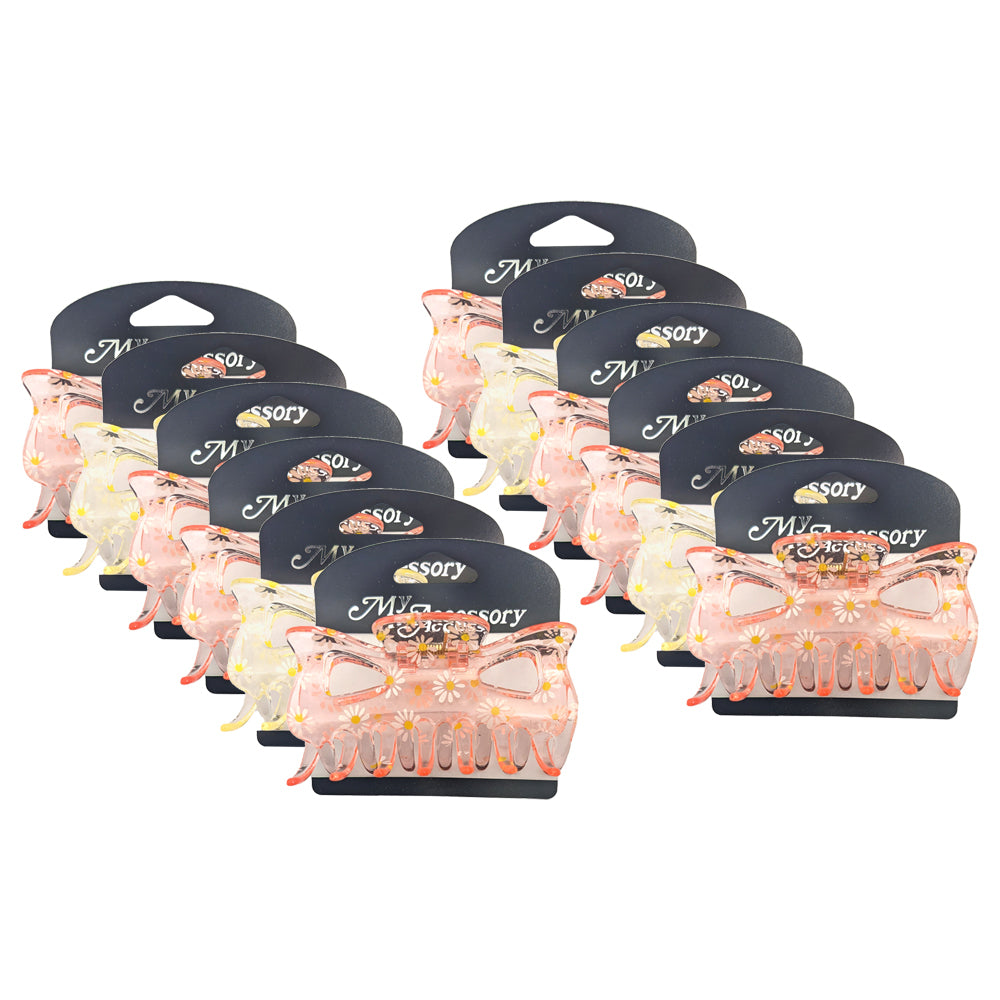 MY Accessory Women's Melrose Hair Styling Crab/Claw Clip 9cm Daisy Assort (12 Pack)