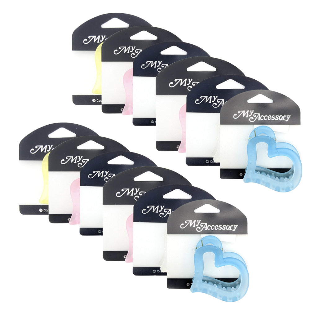 MY Accessory Women's Melrose Crab Hair Styling Clip Frosted Heart Asst 6.5cm (12 Pack)
