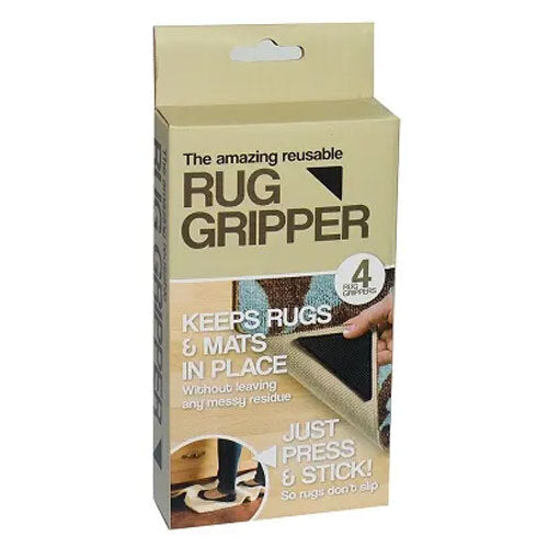 Unbranded Rug Gripper Reusable/Washable Anti Skid Non Slip Stopper Floor Mat Grip BLK (4 Pack)
