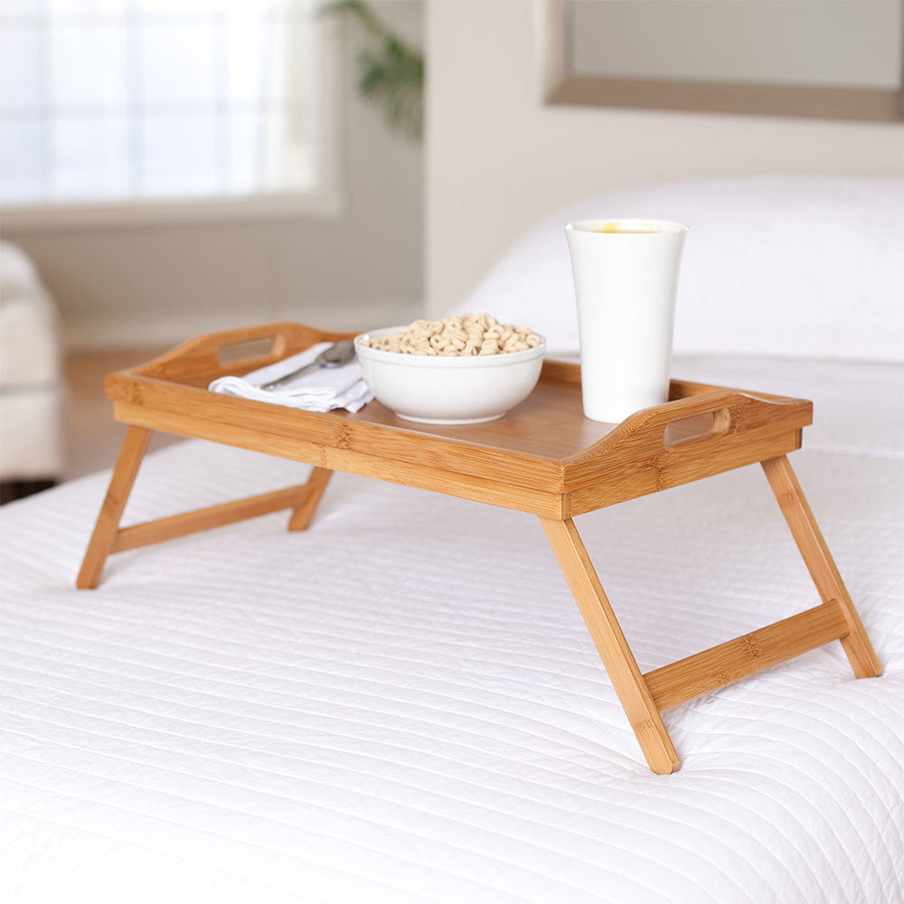 Uniwide Bamboo Folding Food/Breakfast/Dinner Bed Tray Lap Desk Serving/TV Table — image 6