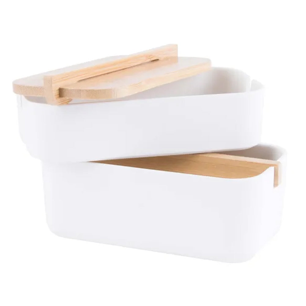 Clevinger 15cm Stackable Bamboo Fibre Jewellery Necklace/Ring/Bracelet Box (2 Pieces)