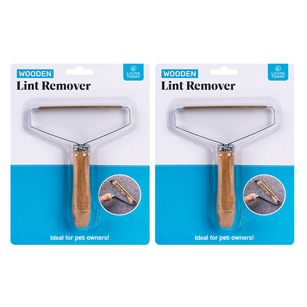 Living Today Wooden 13x16.5cm Clothes Brush Lint Remover Fabric Natural (2 Pack)