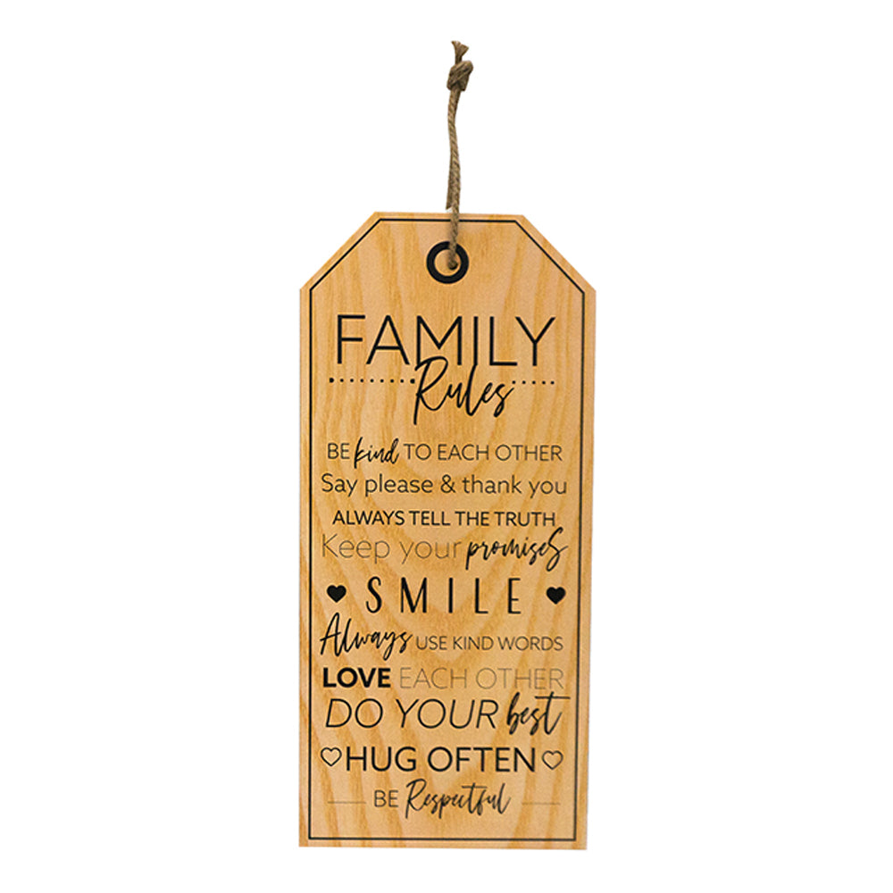 Unigift Family Rules 22x55cm Plaque Assorted Home/Lounge Decor Wall Art