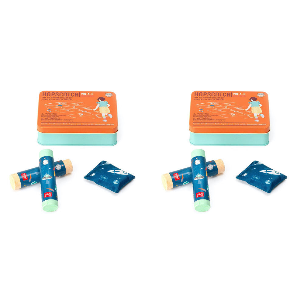 Legami Hopscotch Assorted Colour Chalk w/ Metal Box Set Outdoor Hopping Game (2 Pack)
