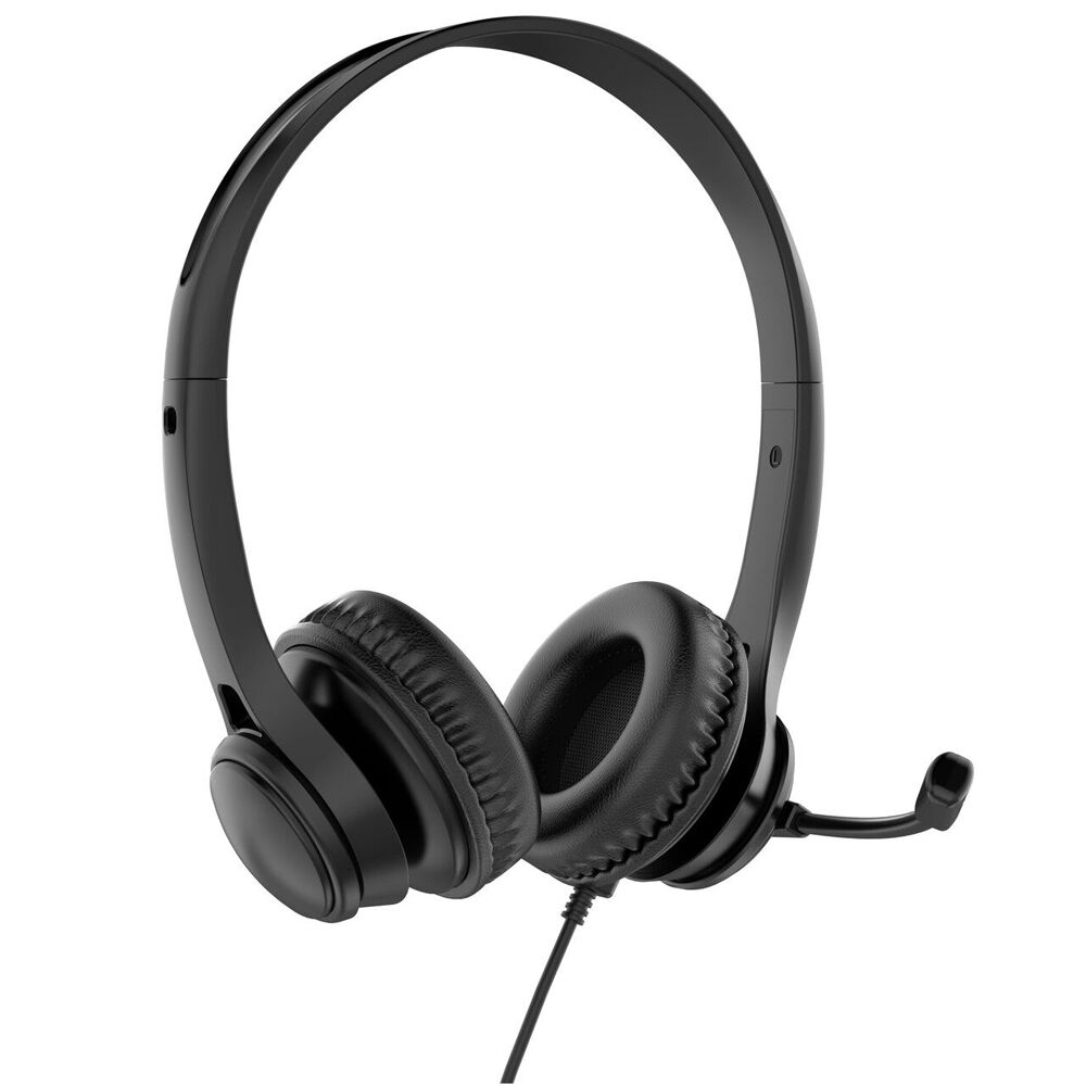 Laser Wired Conference Headset Inline Controls 3.5mm Built-in Microphone Black