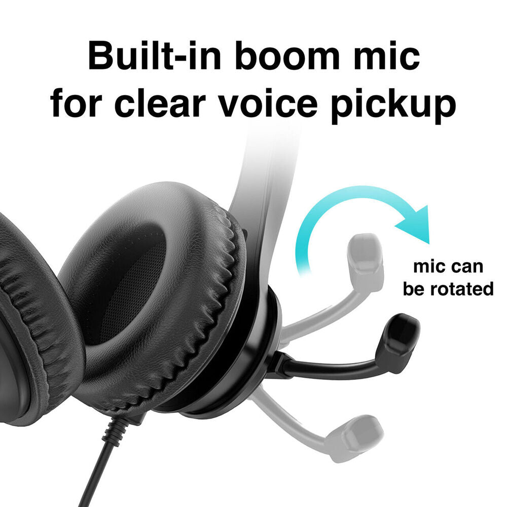 Laser Wired Conference Headset Inline Controls 3.5mm Built-in Microphone Black — image 2