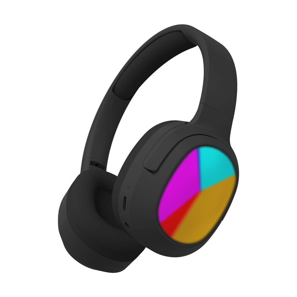 Laser Foldable Adjustable Kids RGB LED Bluetooth Wireless Headphones — Black