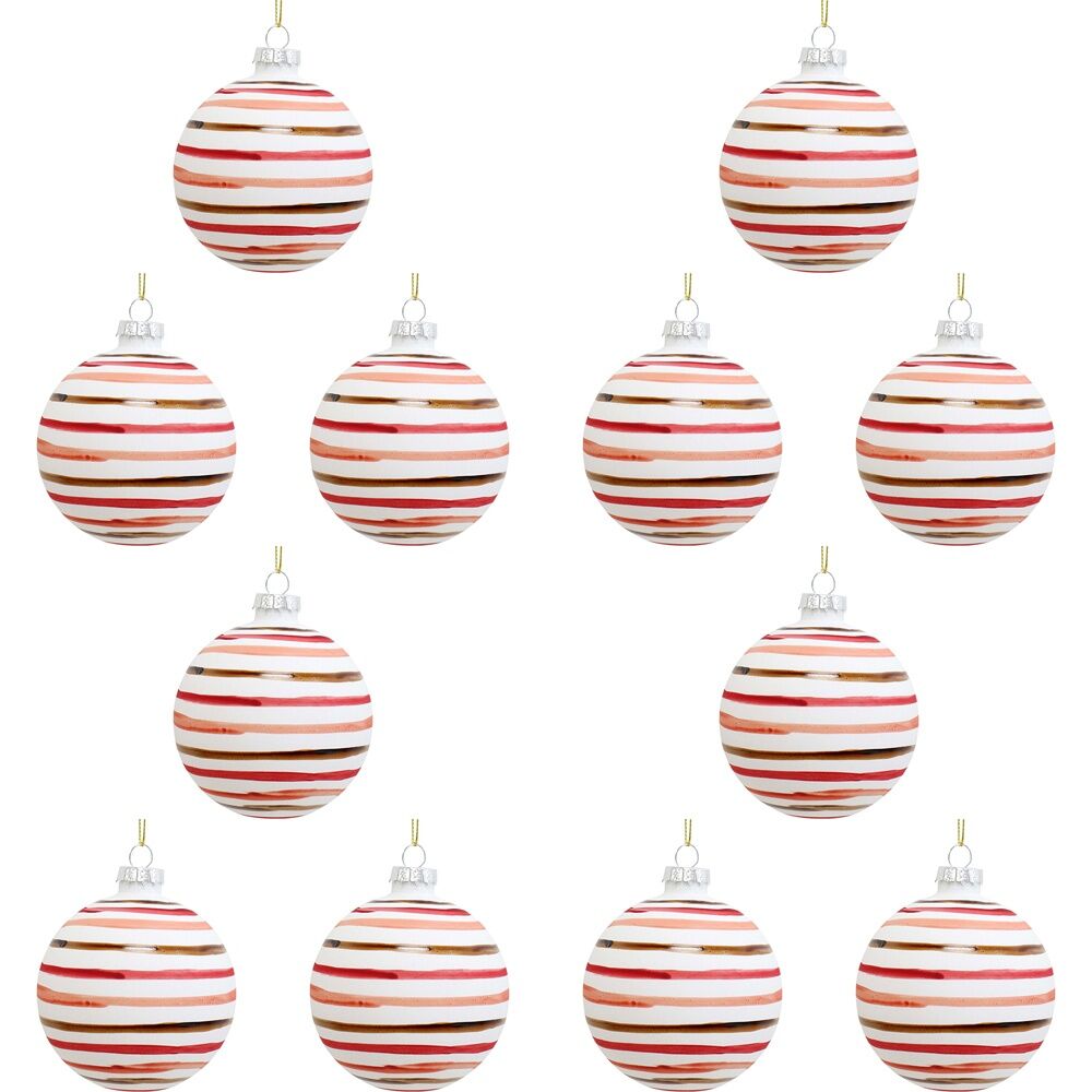 LVD Glass Bauble Tutti Fruiti Home/Office Xmas Ornament Hanging Decor 8cm (12 Pack)