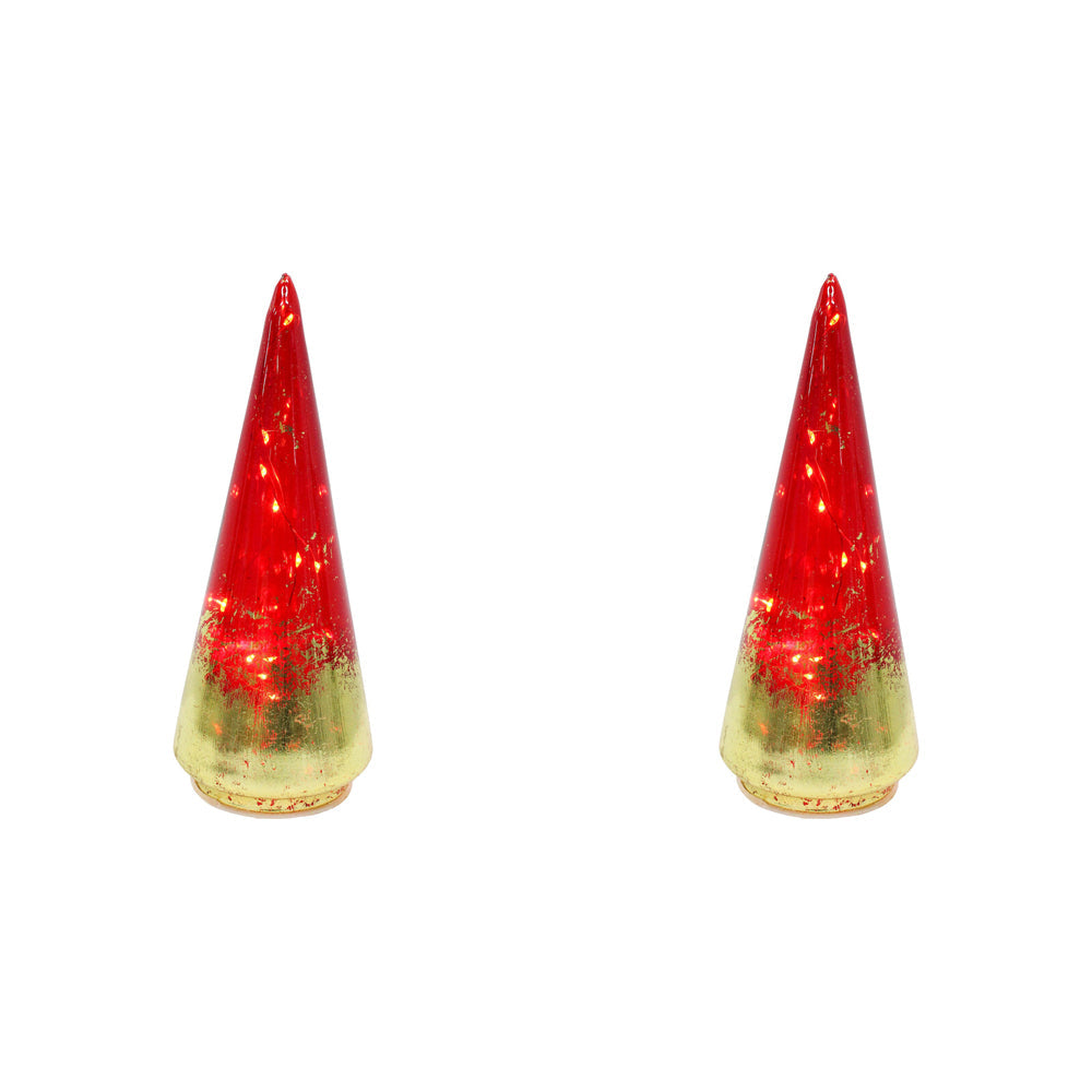 LVD LED Glass Tree Ruby Small Home/Office/Table Decor Display 8x22cm Red (2 Pack)
