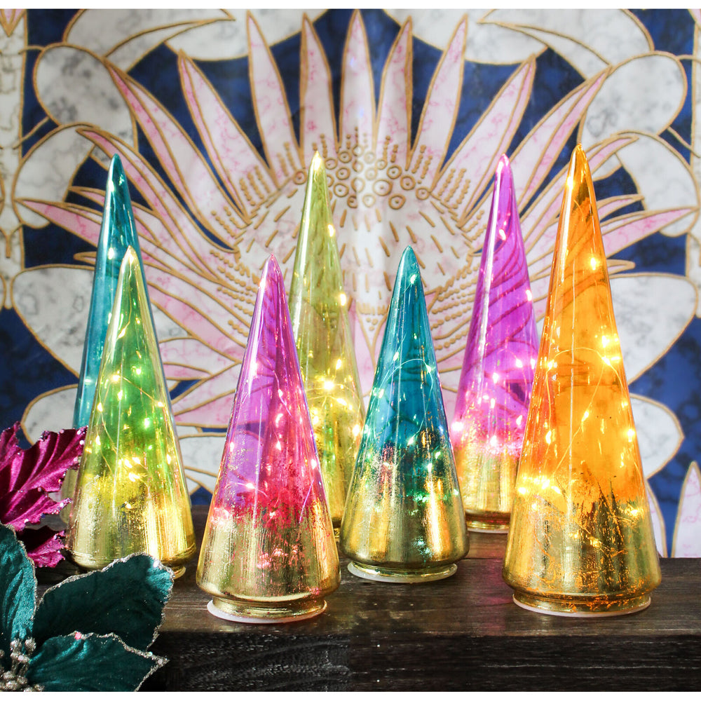 LVD LED Glass Florence Tree Small Home/Office Decor Display 8x22cm Green — image 2