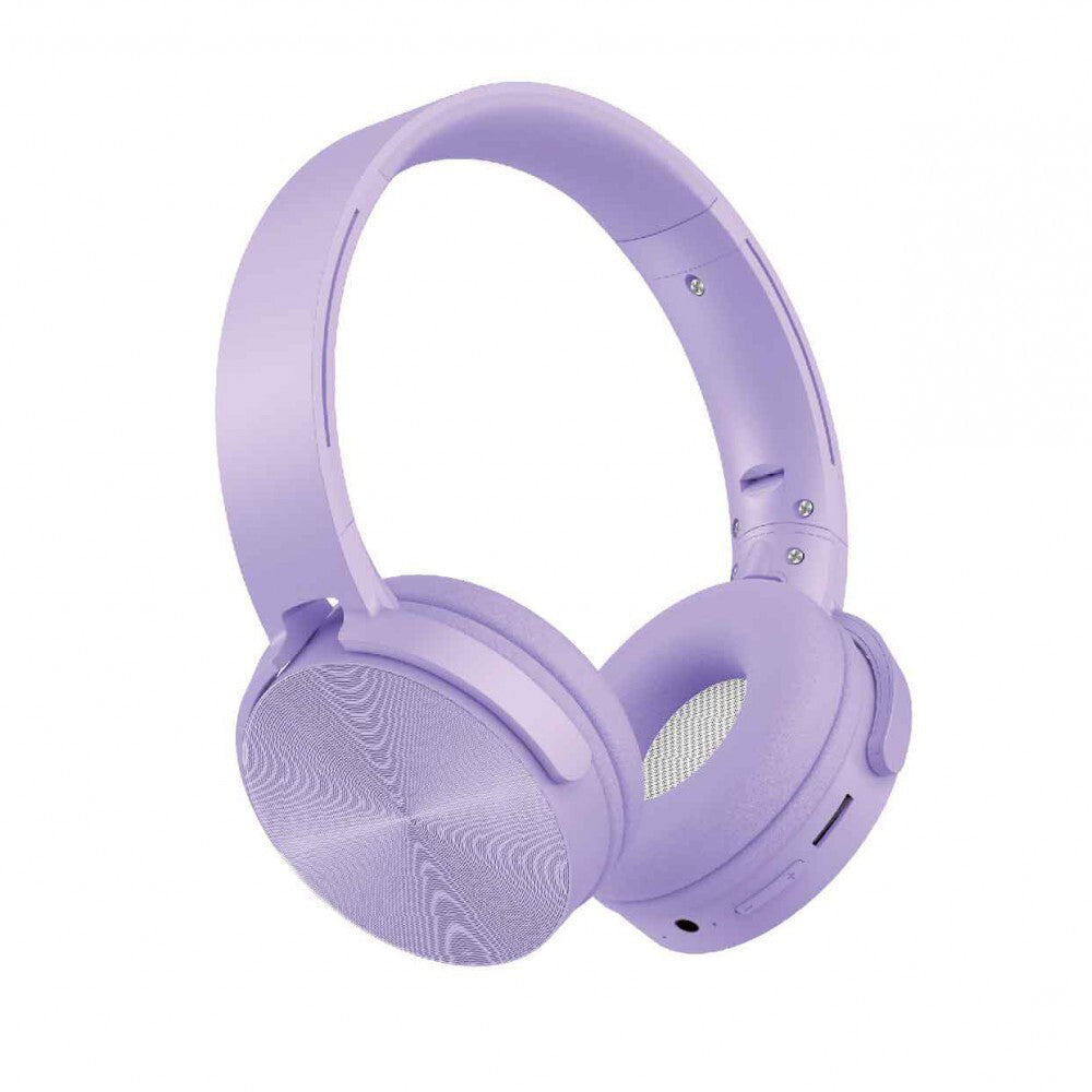 Laser Kids Bluetooth Wireless Headphones Adjustable Foldable On-Ear Headset — Purple