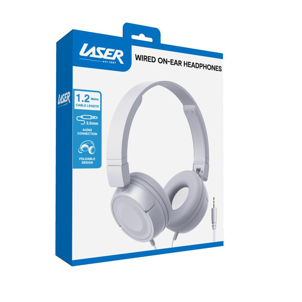 Laser Wired 3.5mm AUX On-Ear Headphones Foldable Headset w/ 1.2m Cable Grey — image 2