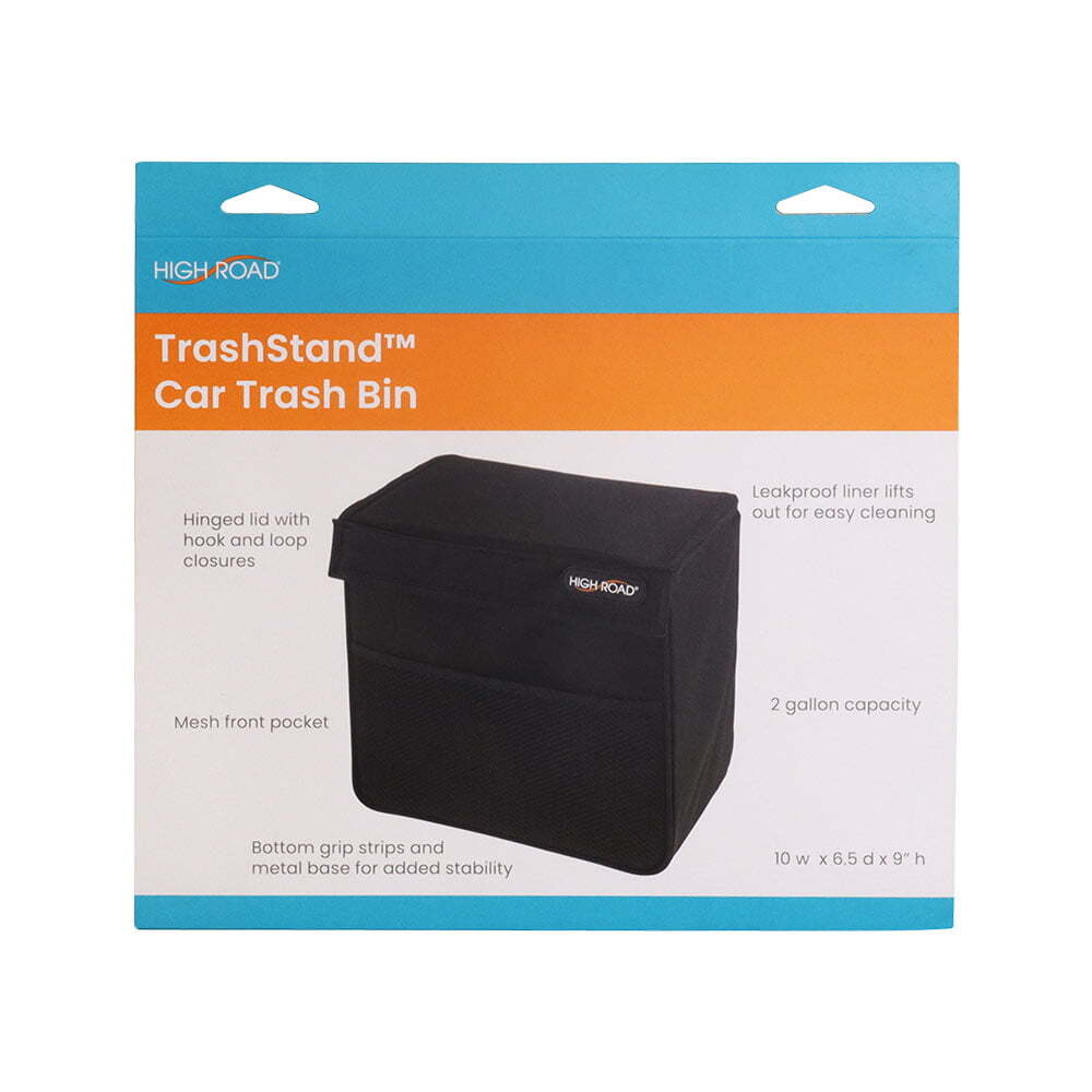 High Road Trash Stand Car Bin Basket Waste/Garbage Holder Storage w/ Liner Black — image 2