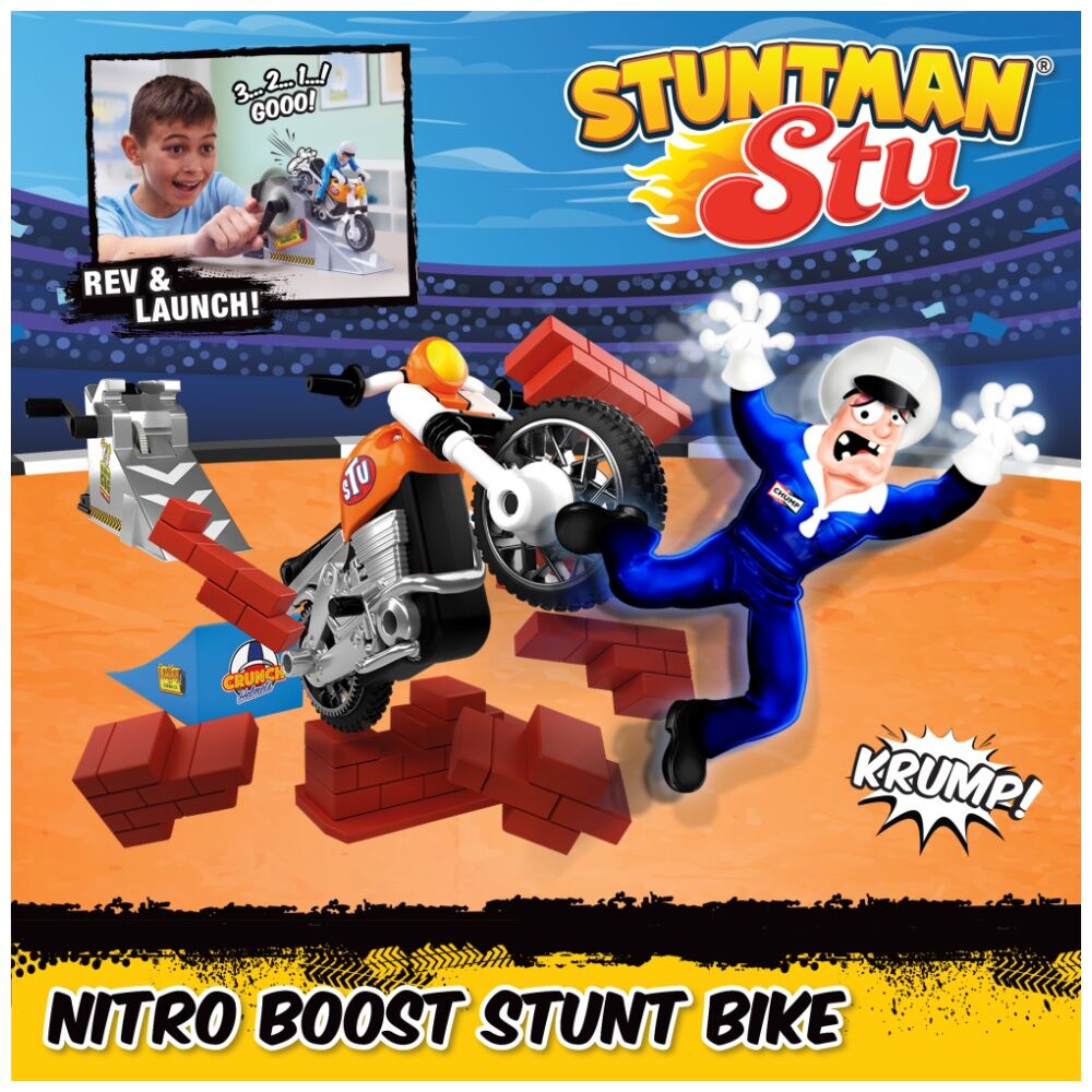 Stuntman Stu 5y+ Nitro Boost Stunt Bike Action Figure Kids Toy w/ Ramp — image 5