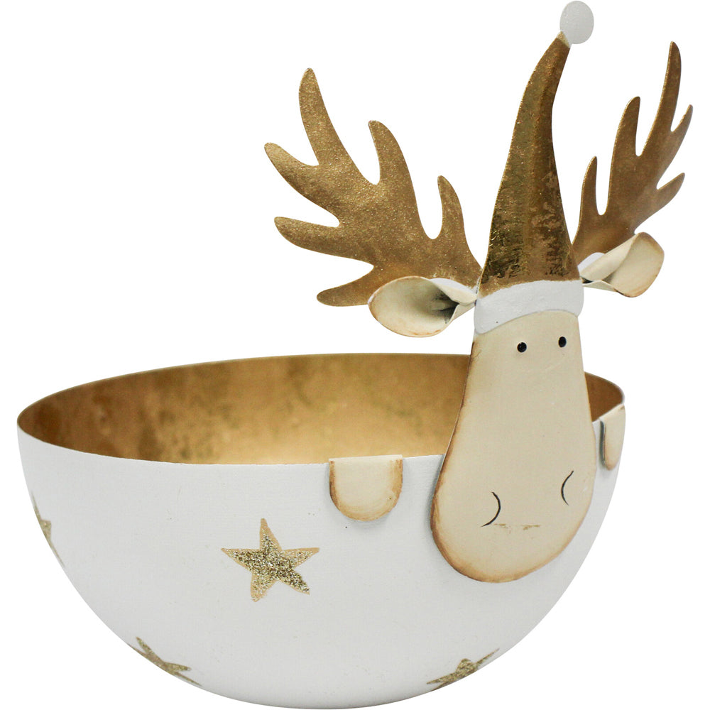 LVD Metal Reindeer Bowl Small Home/Living Room Xmas Display Decor 11x11cm — image 2