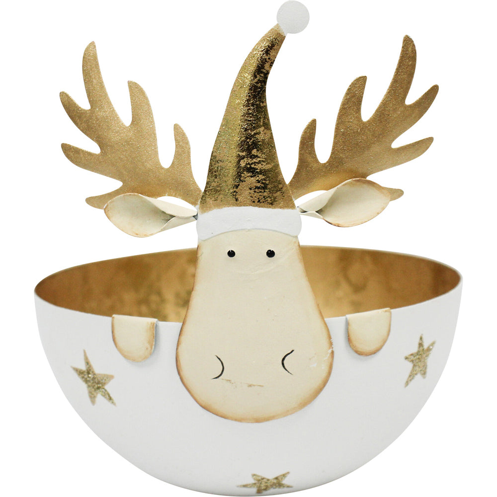 LVD Metal Reindeer Bowl Small Home/Living Room Xmas Display Decor 11x11cm