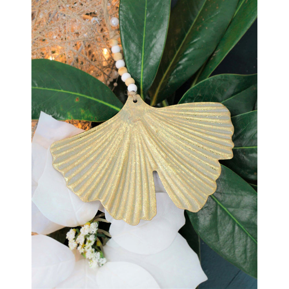 LVD Metal Gingko Hanging Home/Office Christmas Display Decor 15x10cm Gold — image 2