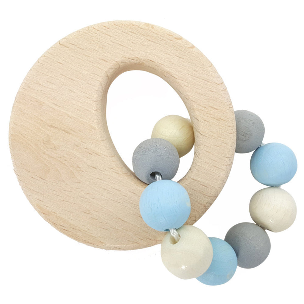 Hess Spielzeug Wooden 9.5cm Rattle Circle Play Toy Baby/Infant 0m+ Natural Blue