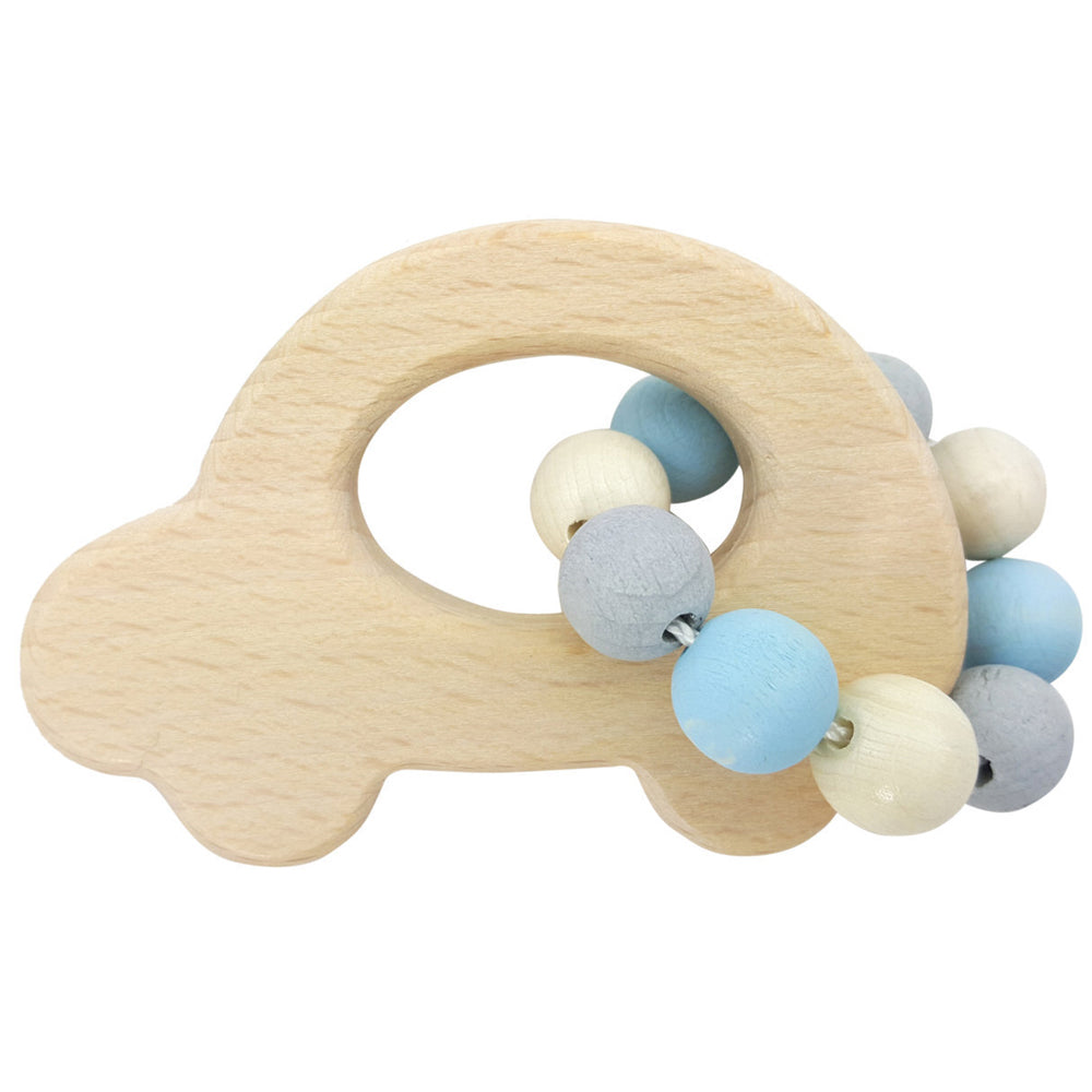 Hess Spielzeug Wooden 9.5cm Rattle Car Play Toy Baby/Infant 0m+ Natural Blue