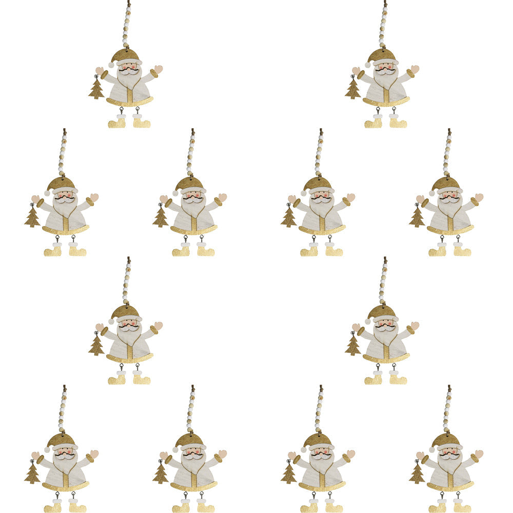 LVD Metal Santa Happy Hanger Home/Office Christmas Display Decor 13x11cm (12 Pack)