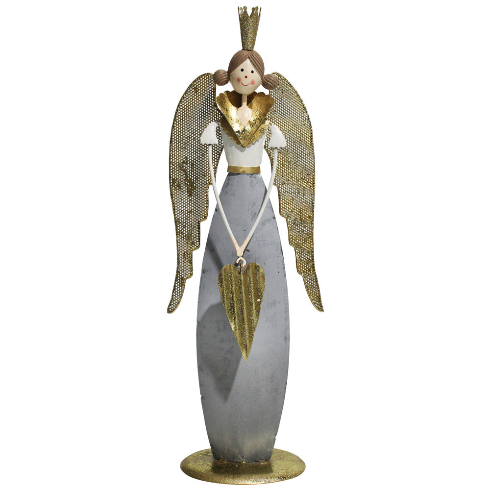 LVD Metal/MDF Rustic Angel w/ Heart Christmas Home Tabletop Decor 34.5cm