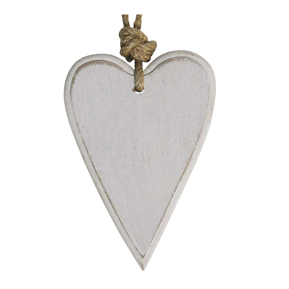 LVD Metal/Jute 11cm Home Decorative Hanging Heart Tree Ornament Tag Small White