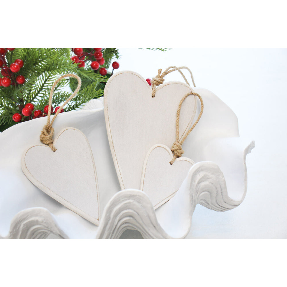 LVD Metal/Jute 19.5cm Home Decorative Hanging Heart Tree Ornament Tag Large White — image 2