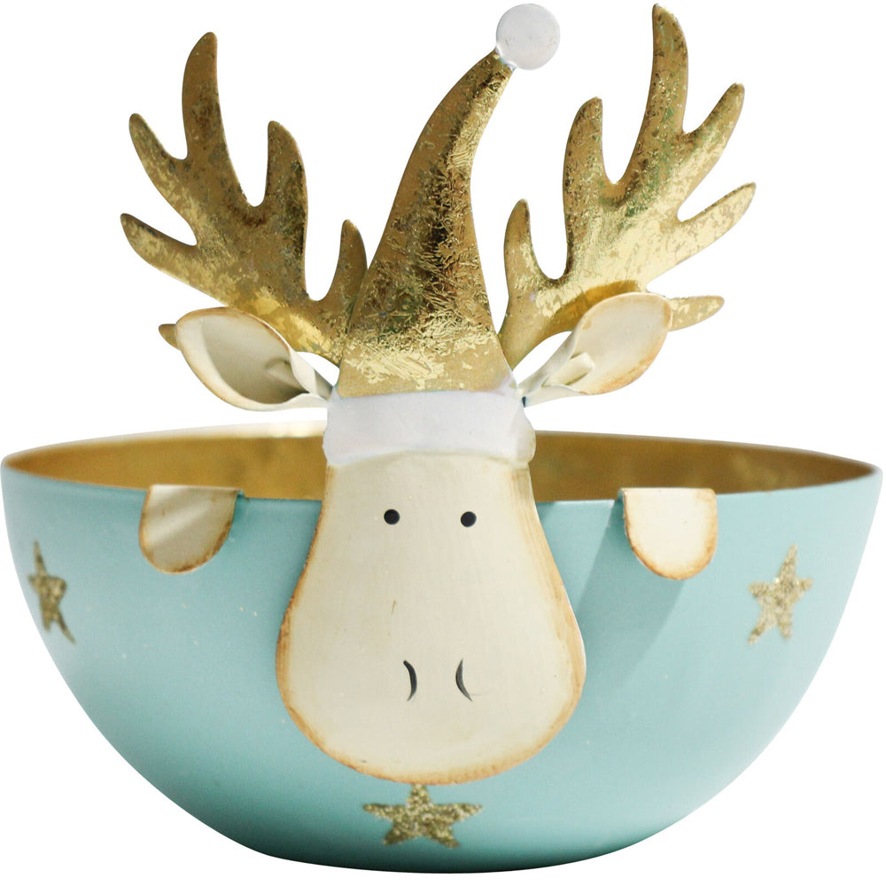 LVD Metal Rudolf Bowl Large Home/Living Room Christmas Decor 15x15cm Aqua