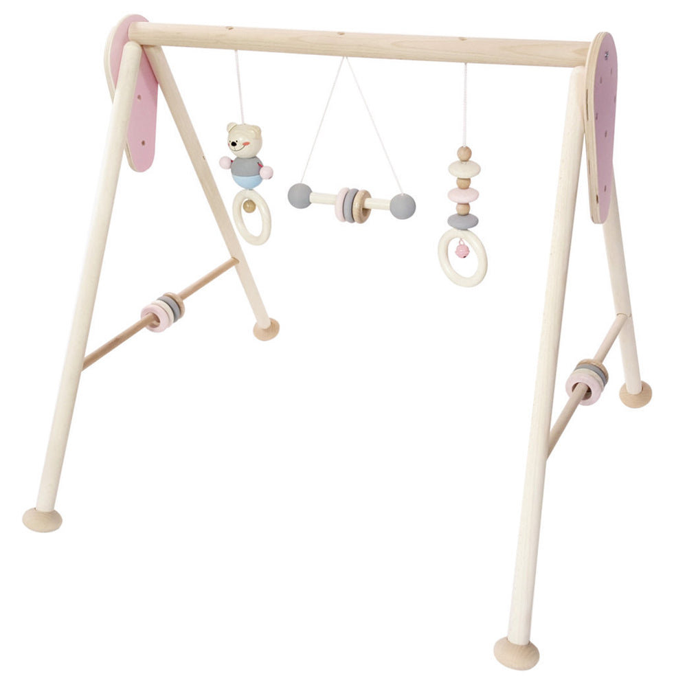 Hess Spielzeug 60cm Wooden Activity Play Gym Toy Baby/Infant 0m+ Natural Pink