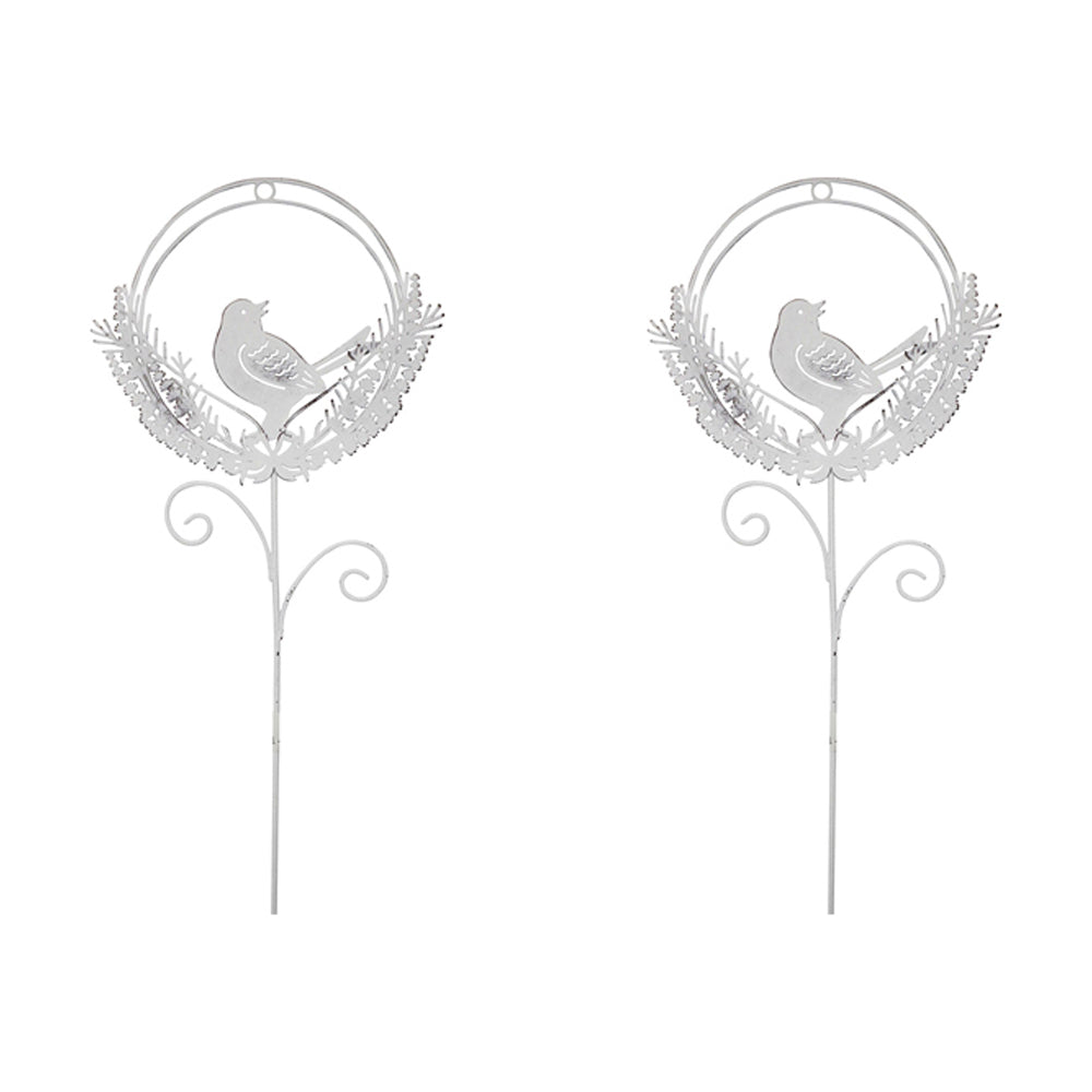 LVD Metal 51cm Pot Stake Home/Garden Decorative Lawn/Porch Ornament Bird/Wreath (2 Pack)