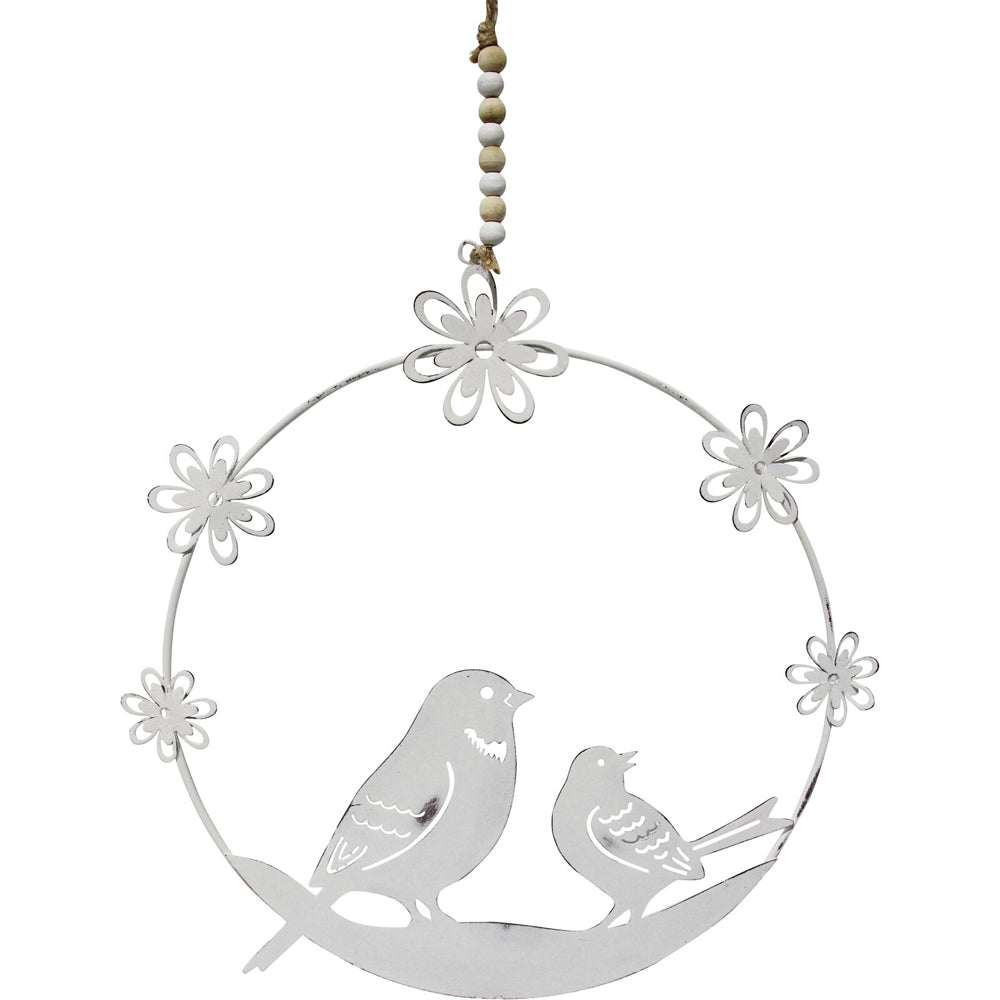 LVD Metal Bird Spring Glory Home Ornament Hanging Decor Display 23cm Large White