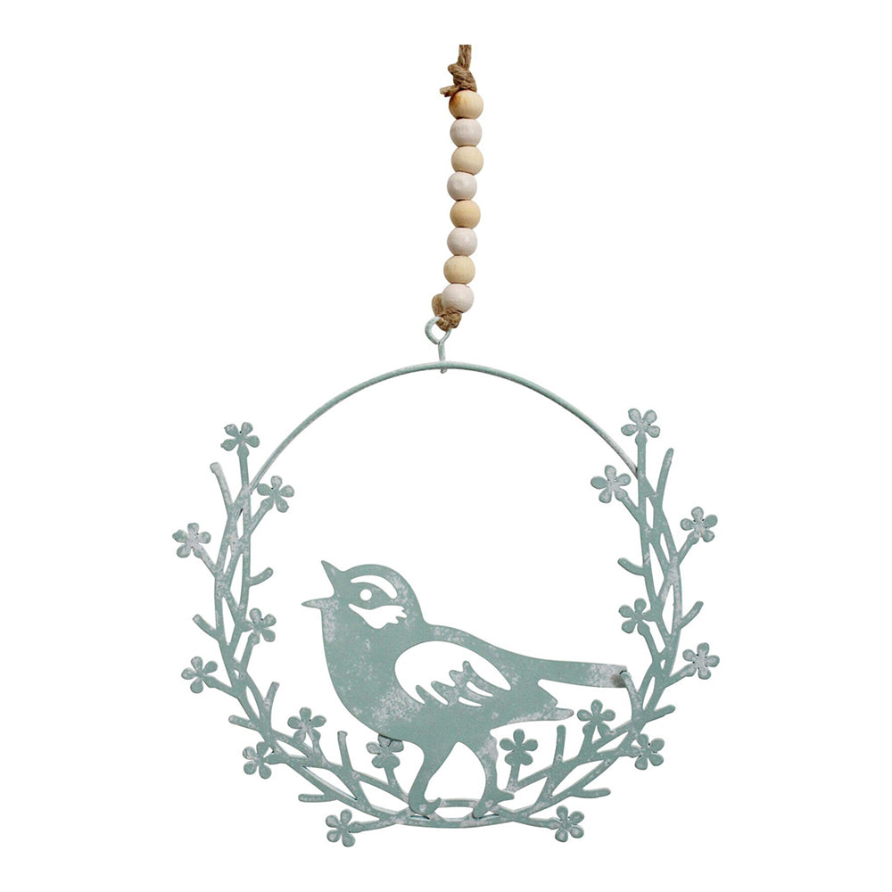 LVD Metal 13.5cm Hanging Bird Wreath Home/Garden Decorative Ornament Figurine Blue