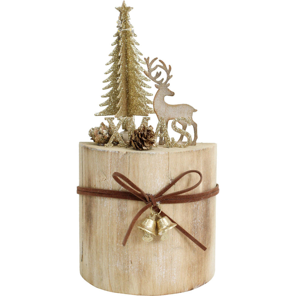LVD Metal/Wood LED Xmas Tree Deer Stump Home Christmas Display Decor 11x21cm — image 2