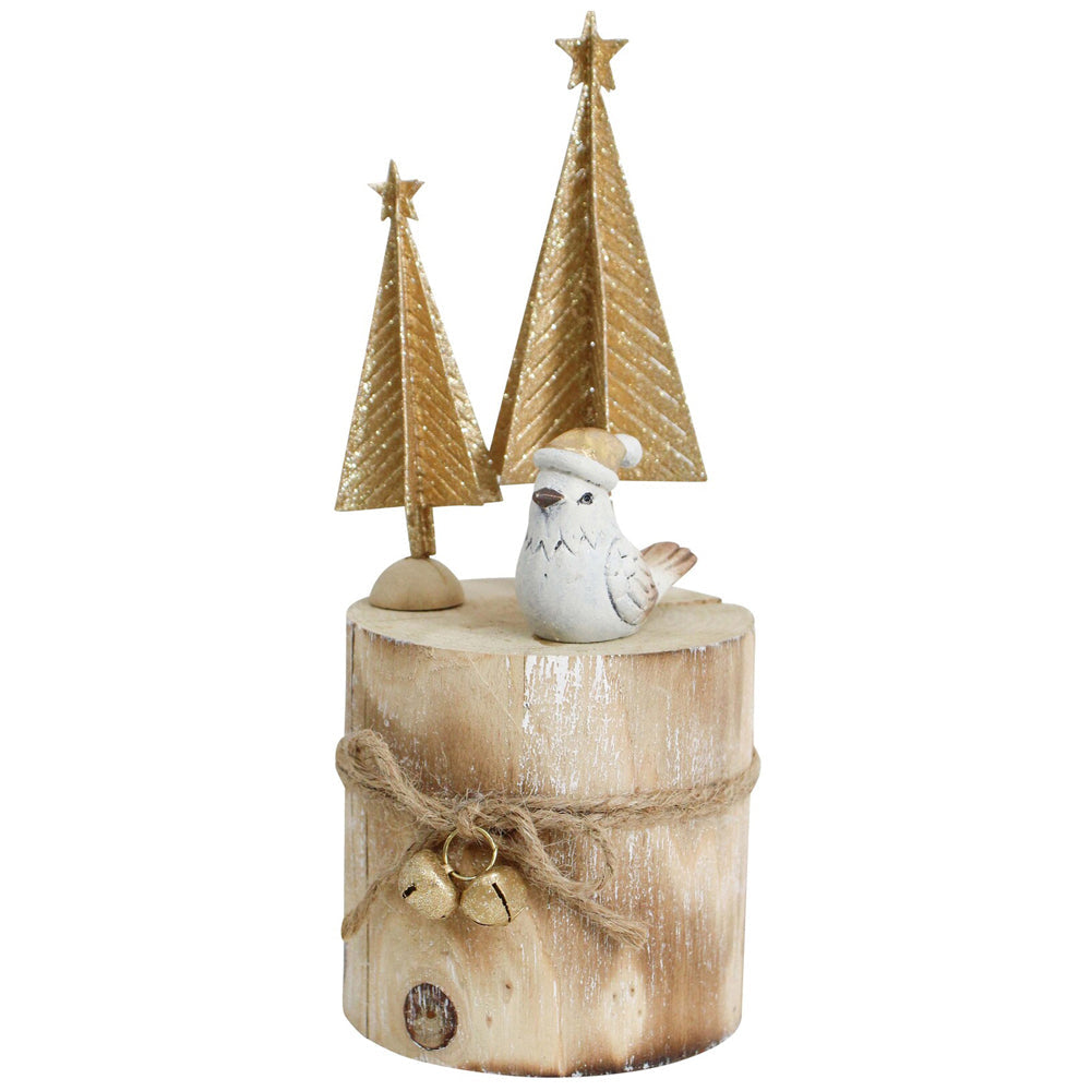 LVD Metal/Wood Xmas Trees Bird Stump Christmas Holiday Decoration 7x18.5cm (4 Pack) — image 2