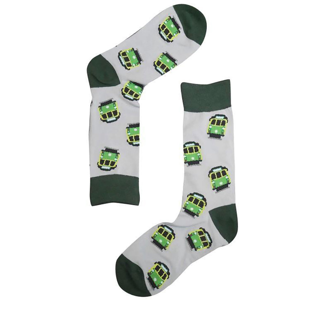 Sole Mates Unisex Casual Dress Novelty Tram Themed Socks Pair One Size