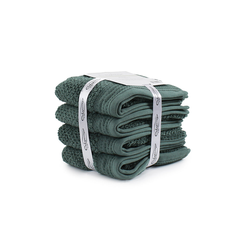 Onkaparinga 45x65cm Cotton Avalon Bathroom Hand Towels Set 550GSM Fir Green (4 Pieces) — image 2