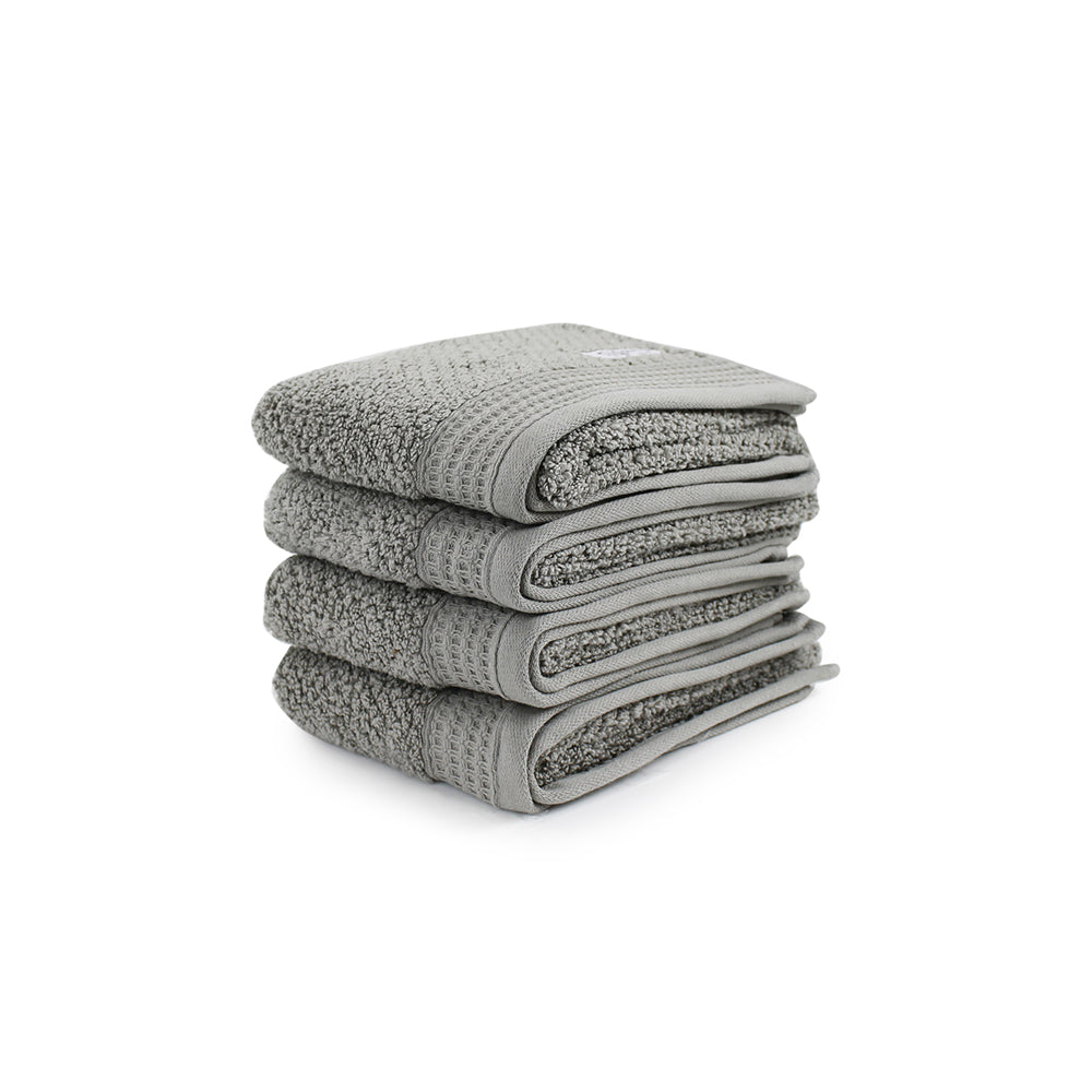 Onkaparinga 45x65cm Cotton Avalon Bathroom Hand Towels 550GSM Warm Silver (4 Pieces)