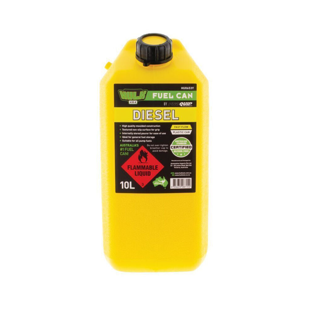 Hulk 10L Yellow Fast Flow Plastic Diesel Jerry Fuel Storage Can — image 3