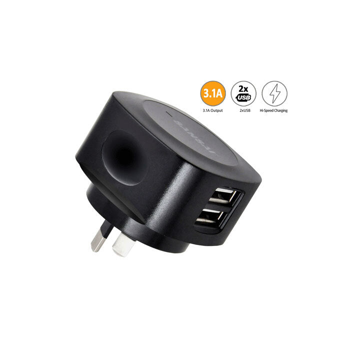 Sansai Hi-Speed Wall Mobile Charger/Adaptor/Socket 3.1A Assorted 15W 2xUSB-A — image 2