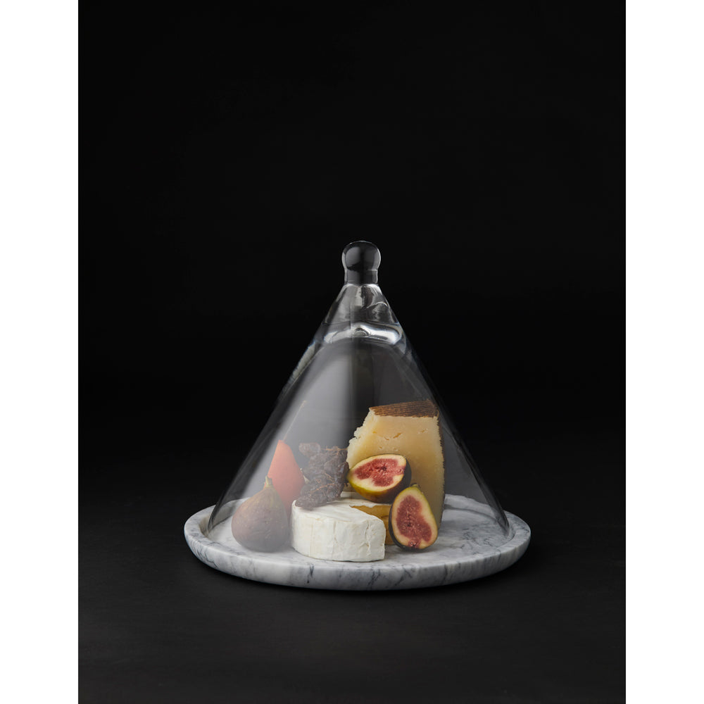 Davis & Waddell Nuvolo Marble Base w/ Glass Conical Dome 25x25cm Grey/Clear