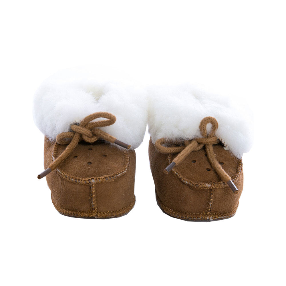 Huxford Grove Tykes Sheepskin Booties Baby Shoes Walnut