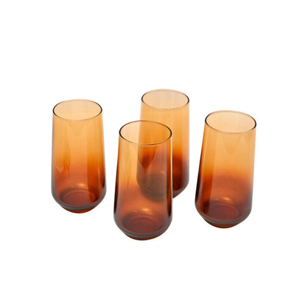 Artcraft 4pc Artcraft Iconic Amber Hiball Decorated Water Glassware Gift Boxed 470ml (2 Pack)