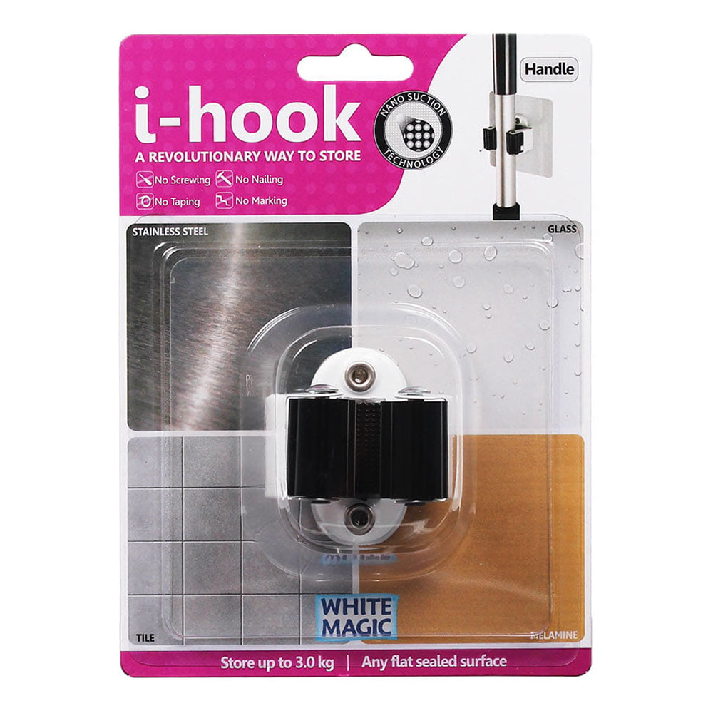 White Magic i-Hook 10cm Multi-Surface Handle Wall Mounted Holder Broom Organiser — image 3