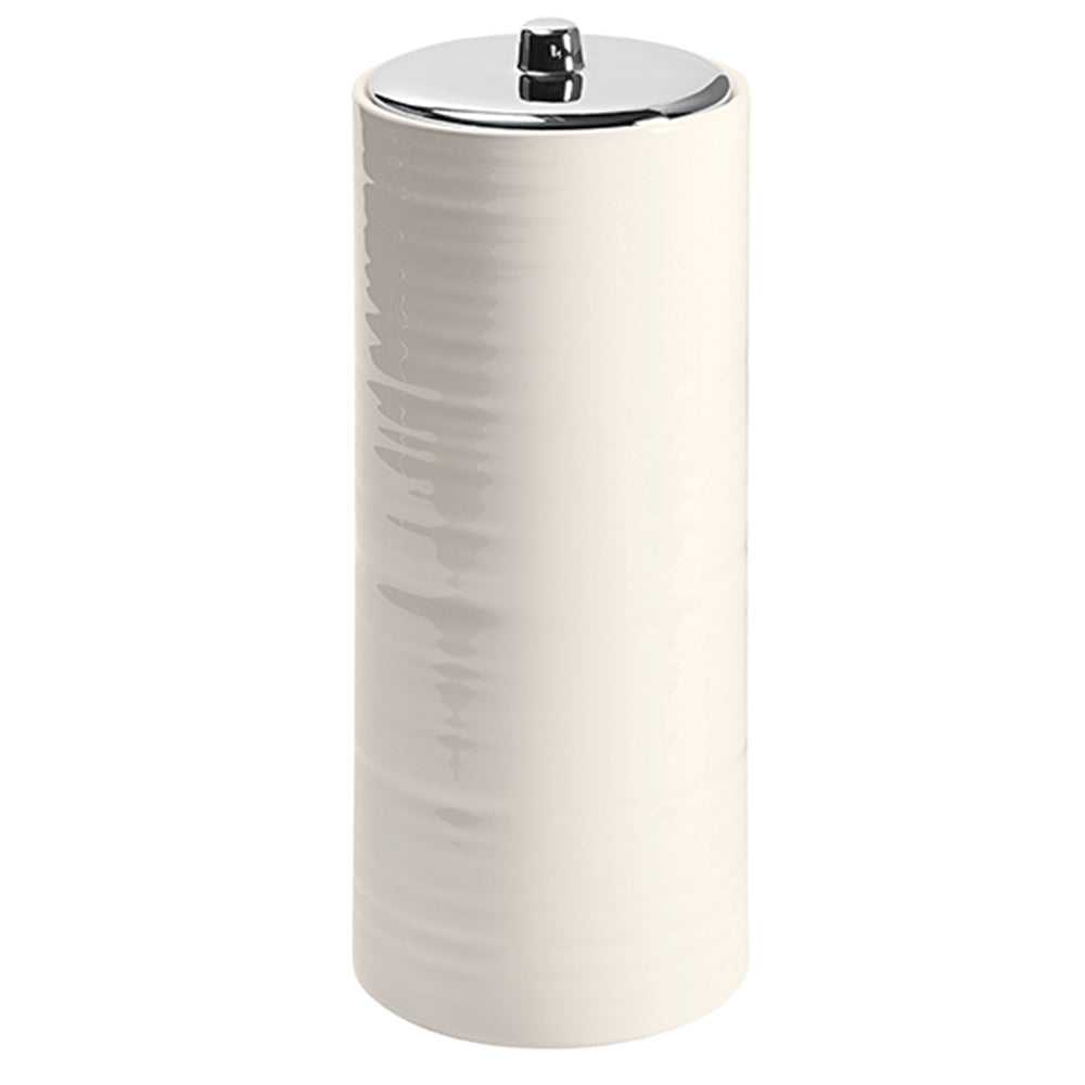 Butlers Hush 37cm Bathroom Toilet Roll Holder Ceramic Canister White/Chrome