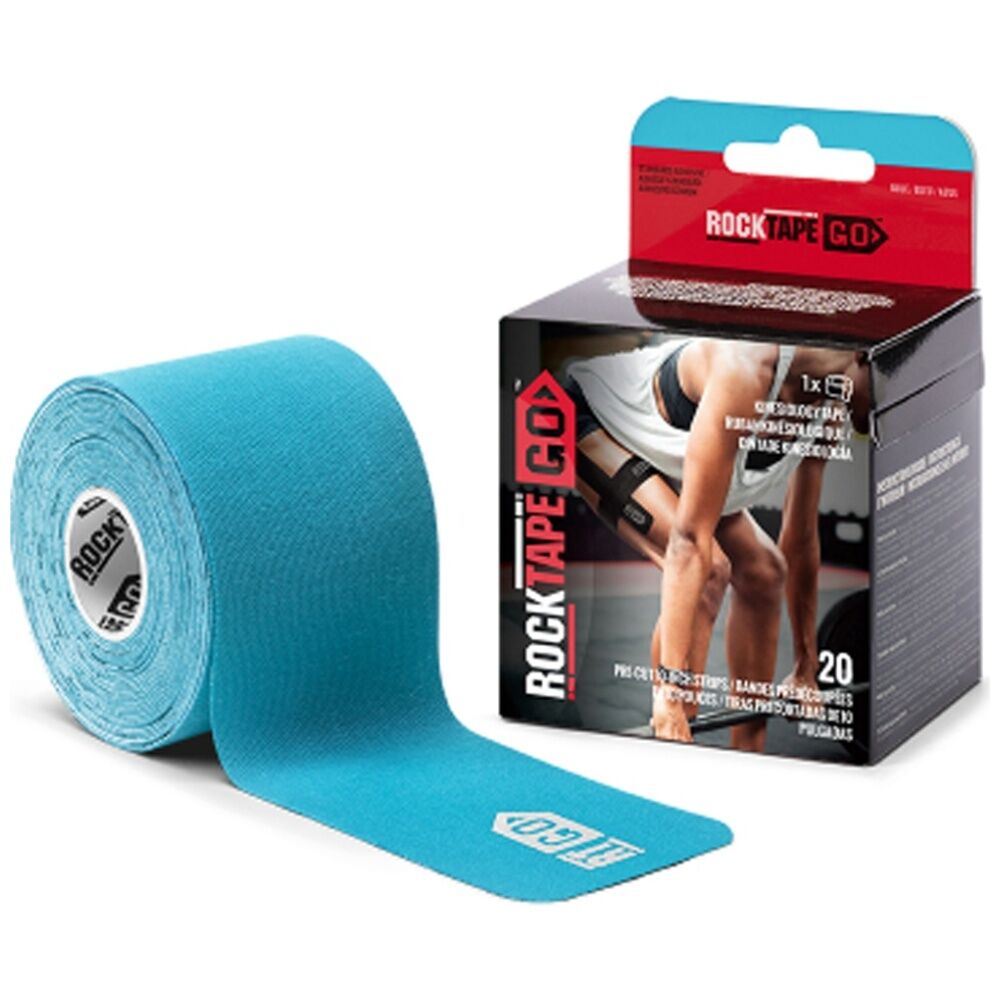 Rocktape Go Precut Kinesiology Sports Stretchy Tape Strips (20 Pieces) — Blue