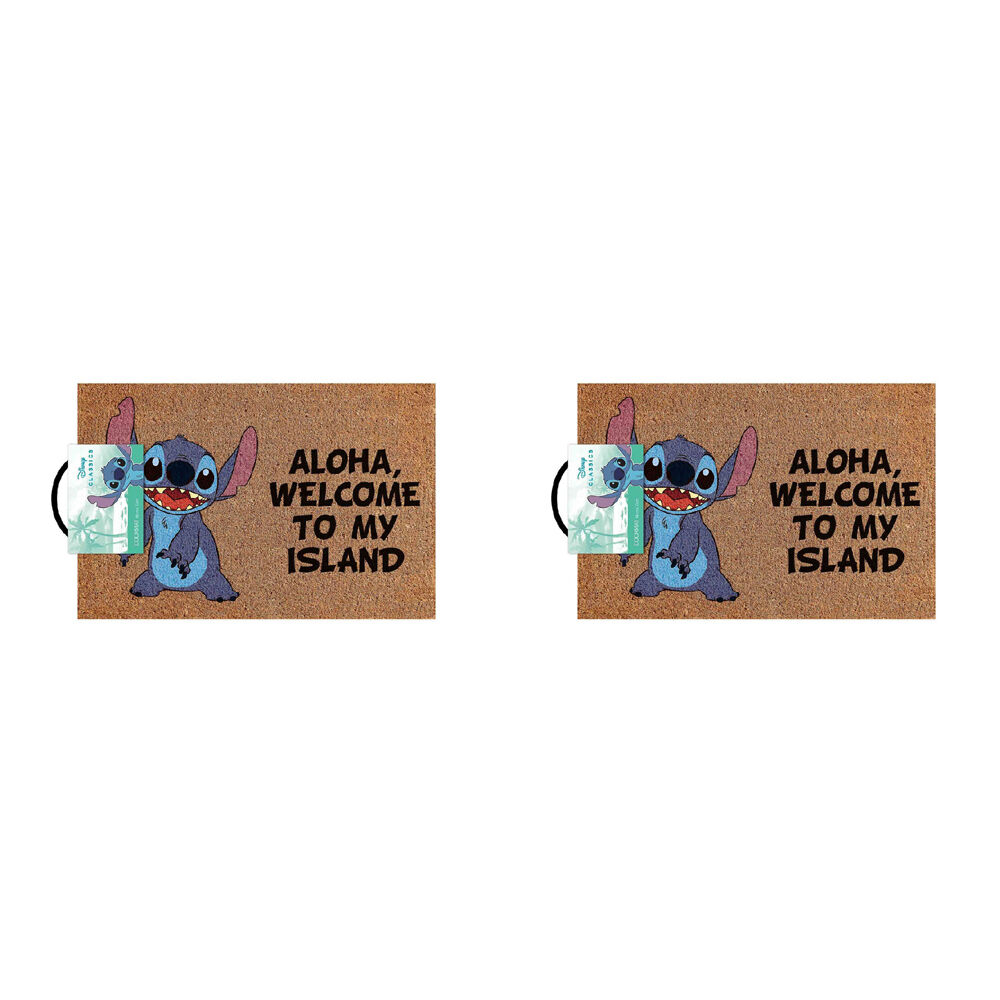 Disney Lilo & Stitch Aloha Doormat 40x60cm Home Frontdoor Rug/Mat Brown (2 Pack)