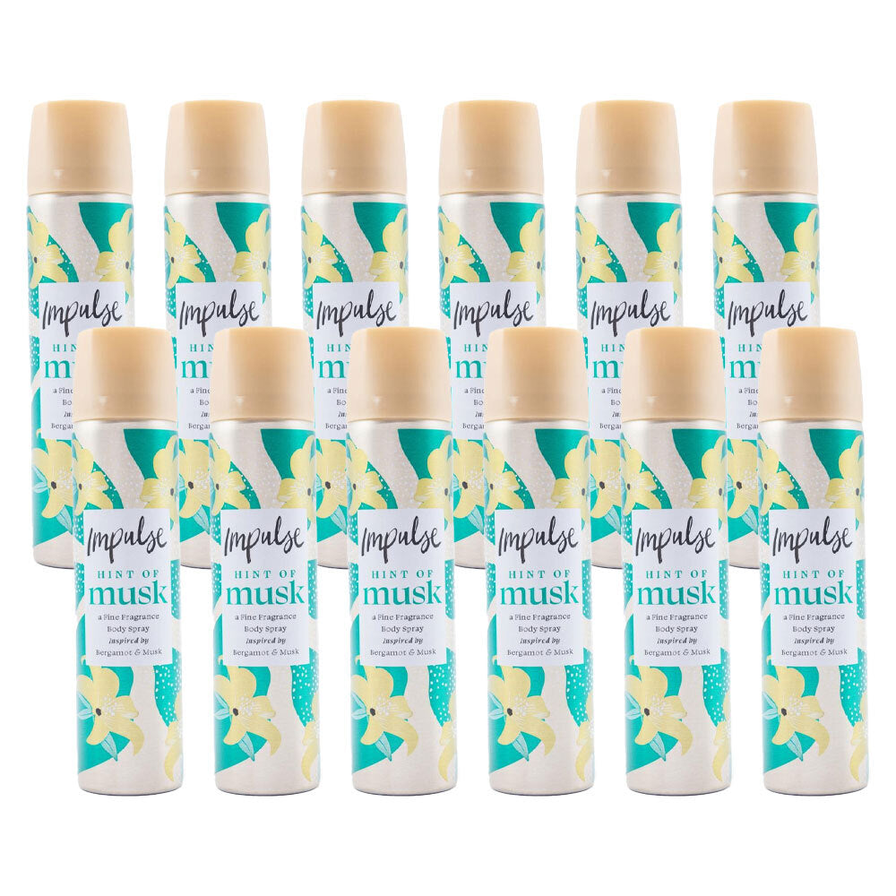 Impulse 75ml Ladies Body Spray Hint Of Musk Inspired By Bergamot & Musk (12 Pack)