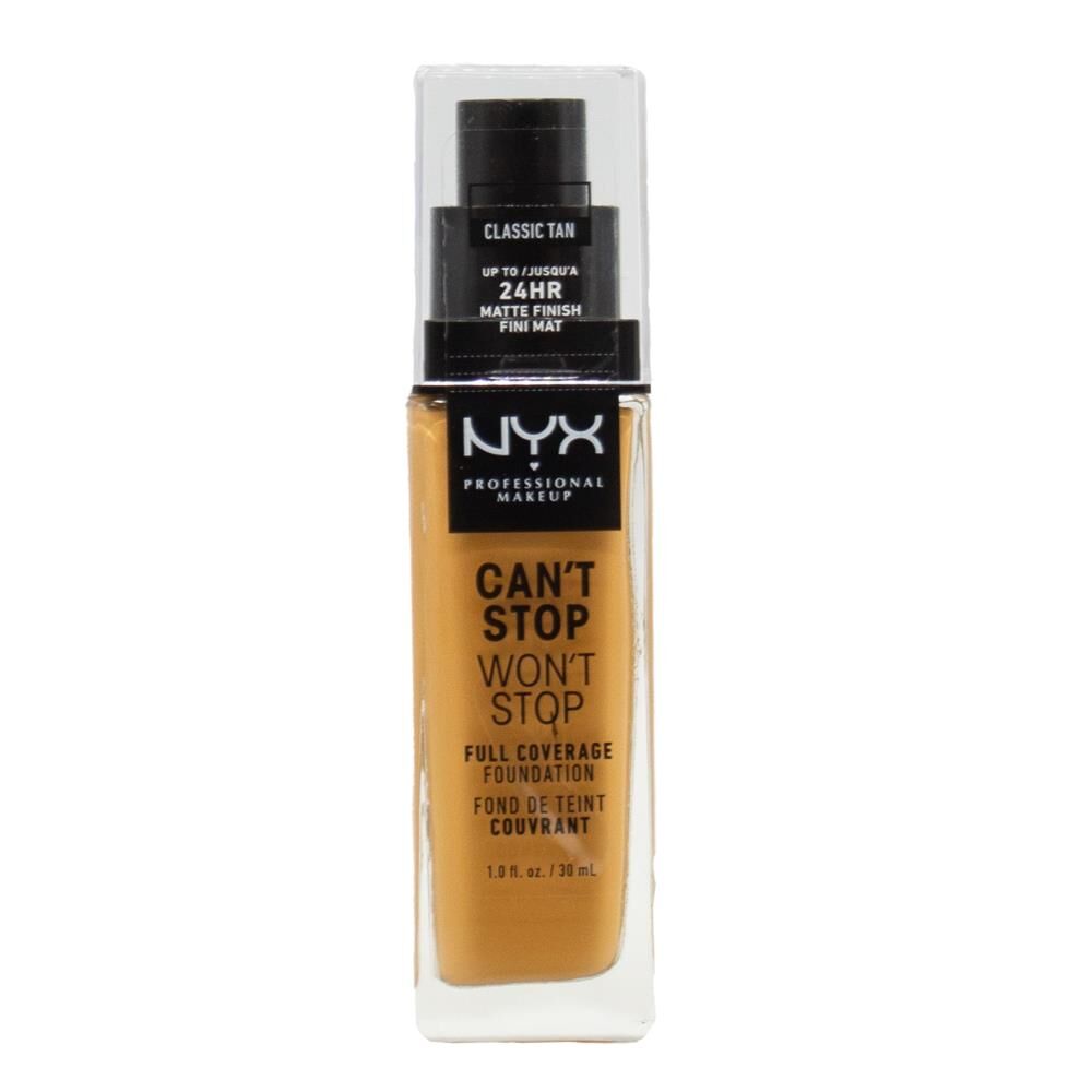 NYX 30ml Foundation Cant Stop Wont Stop Full Coverage Cosmetics Classic Tan