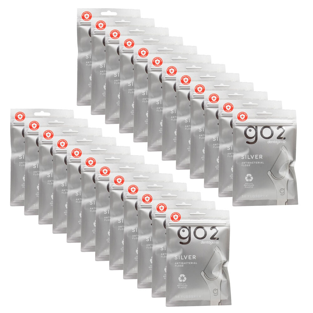 GO 2 Dentagenie 36pc Go 2 Dentagenie Go2 Flosspyx Dental Floss Picks Antibacterial (24 Pack)