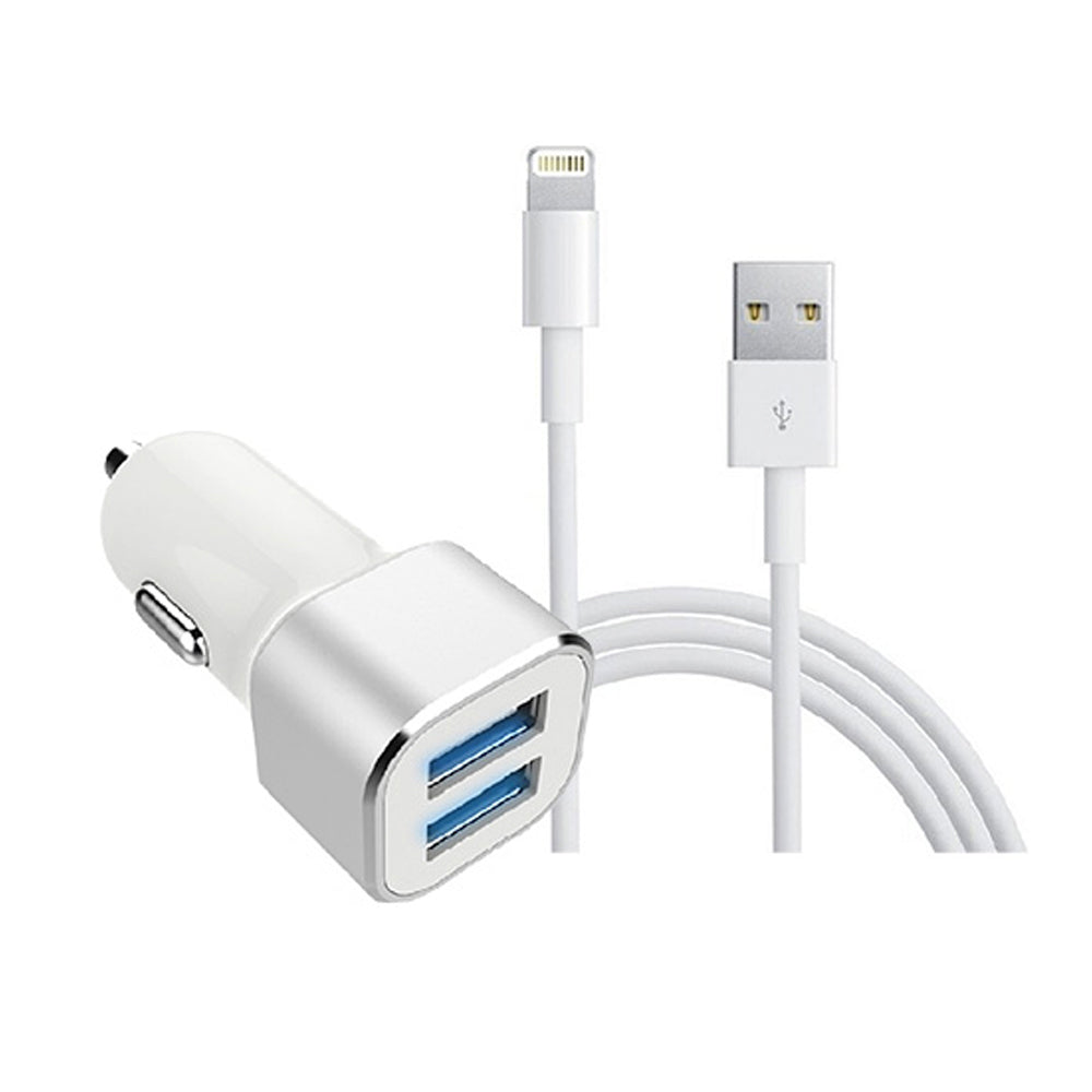 Sansai 2 USB Port Car/Vehicle Charger w/8 Pin Cable for Smartphone/iPhone/iPad/iPod — image 2